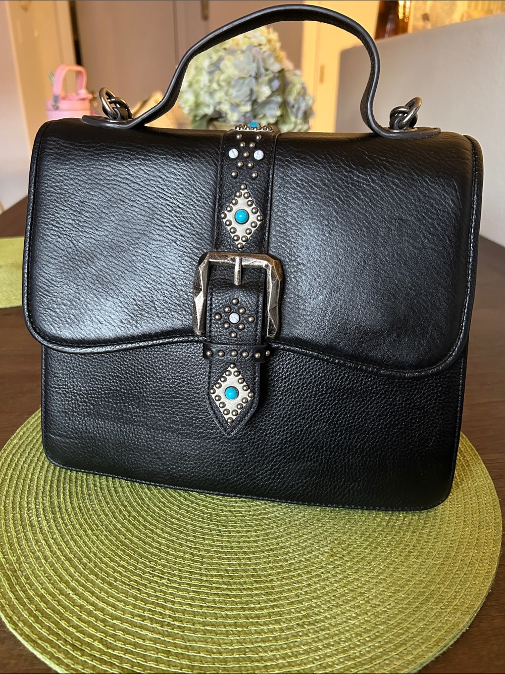 Aimee Kestenberg beautiful pebbled leather shine away top handle bag.